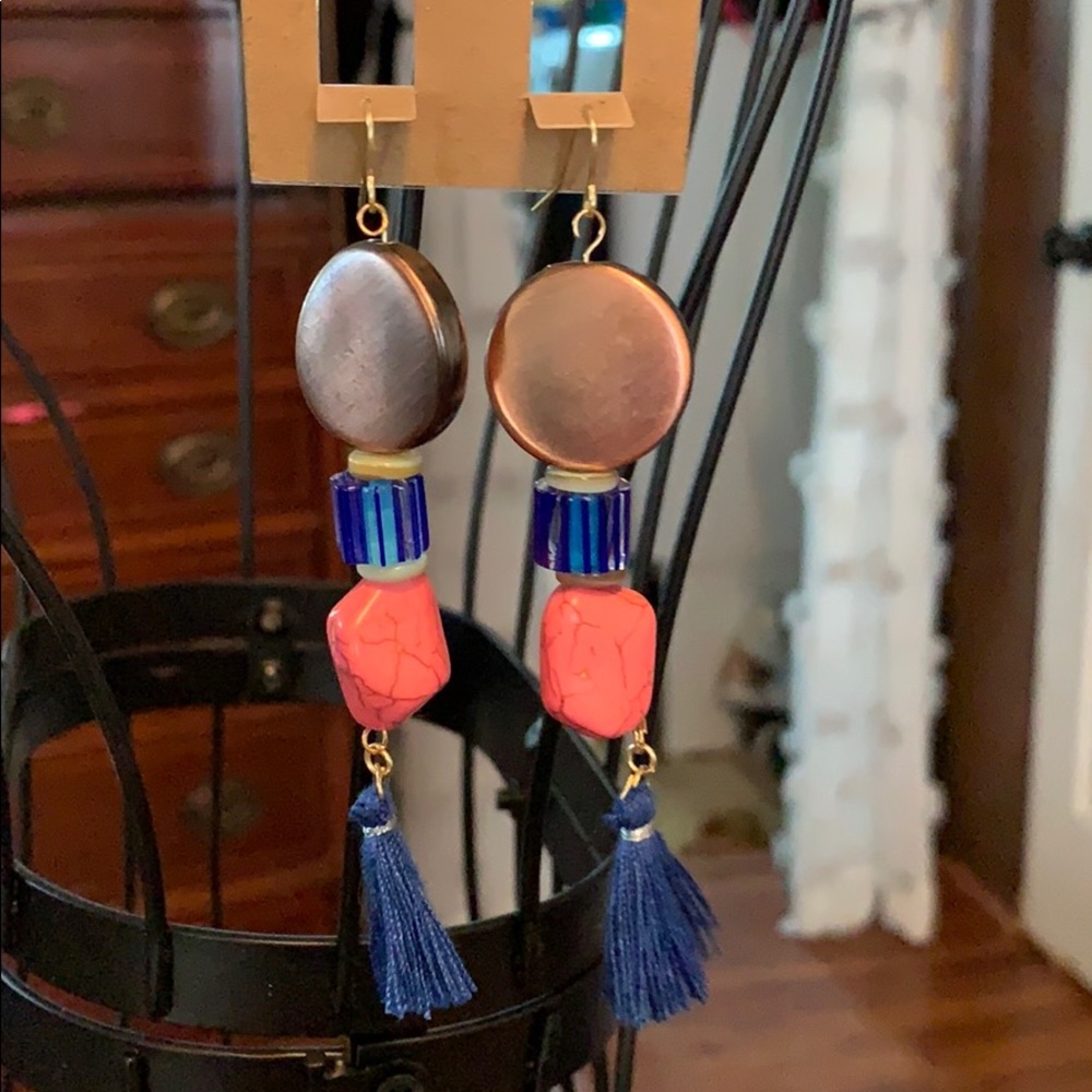 4.5” long earrings w/glass beads and stones